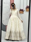 FASHIONABLE CHINON EMBROIDERY SEQUENCE WORK GOWN WITH DUPATTA PARTY WEAR WHOLESALE PRICE ETHNIC GARMENT (7)
