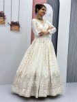 FASHIONABLE CHINON EMBROIDERY SEQUENCE WORK GOWN WITH DUPATTA PARTY WEAR WHOLESALE PRICE ETHNIC GARMENT (7)