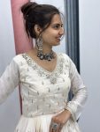 FASHIONABLE CHINON EMBROIDERY SEQUENCE WORK GOWN WITH DUPATTA PARTY WEAR WHOLESALE PRICE ETHNIC GARMENT (7)