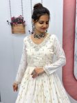 FASHIONABLE CHINON EMBROIDERY SEQUENCE WORK GOWN WITH DUPATTA PARTY WEAR WHOLESALE PRICE ETHNIC GARMENT (7)