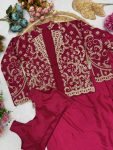 FASHIONABLE CHINON SILK EMBROIDERY WORK READY TO WEAR SAREE BLOUSE WITH JACKET PARTY WEAR WHOLESALE PRICE ETHNIC GARMENT (7)