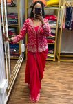FASHIONABLE CHINON SILK EMBROIDERY WORK READY TO WEAR SAREE BLOUSE WITH JACKET PARTY WEAR WHOLESALE PRICE ETHNIC GARMENT (7)