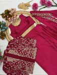FASHIONABLE CHINON SILK EMBROIDERY WORK READY TO WEAR SAREE BLOUSE WITH JACKET PARTY WEAR WHOLESALE PRICE ETHNIC GARMENT (7)