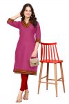 FASHIONABLE COTTON BEAUTIFUL NECK DESIGN ONLY KURTI  PINK