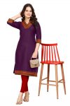 FASHIONABLE COTTON BEAUTIFUL NECK DESIGN ONLY KURTI PURPLE