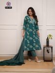 FASHIONABLE COTTON PRINTED EMBROIDERY WORK TOP BOTTOM WITH DUPATTA PARTY WEAR WHOLESALE PRICE ETHNIC GARMENT (10)