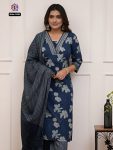 FASHIONABLE COTTON PRINTED EMBROIDERY WORK TOP BOTTOM WITH DUPATTA PARTY WEAR WHOLESALE PRICE ETHNIC GARMENT (6)