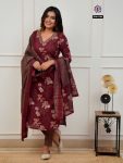 FASHIONABLE COTTON PRINTED EMBROIDERY WORK TOP BOTTOM WITH DUPATTA PARTY WEAR WHOLESALE PRICE ETHNIC GARMENT (3)