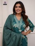 FASHIONABLE COTTON PRINTED EMBROIDERY WORK TOP BOTTOM WITH DUPATTA PARTY WEAR WHOLESALE PRICE ETHNIC GARMENT (10)