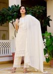 FASHIONABLE COTTON SEQUNECE EMBROIDERY CHIKANKARI WORK TOP BOTTOM WITH DUPATTA PARTY WEAR WHOLESALE PRICE ETHNIC GARMENT (4)
