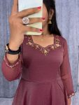 FASHIONABLE CRUSH HAND WORK ON NECK PLAIN GOWN WITH LACE WIRK DUPATTA PARTY WEAR WHOLESALE PRICE ETHNIC GARMENT (14)