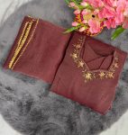 FASHIONABLE CRUSH HAND WORK ON NECK PLAIN GOWN WITH LACE WIRK DUPATTA PARTY WEAR WHOLESALE PRICE ETHNIC GARMENT (14)
