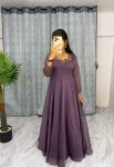 FASHIONABLE CRUSH HAND WORK ON NECK PLAIN GOWN WITH LACE WIRK DUPATTA PARTY WEAR WHOLESALE PRICE ETHNIC GARMENT (3)