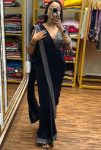 FASHIONABLE GEORGETTE EMBROIDERY LACE WORK READY TO WEAR SAREE WITH STITCHED BLOUSE AND BELT PARTY WEAR WHOLESALE PRICE ETHNIC GARMENT (12)