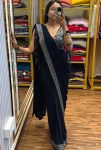 FASHIONABLE GEORGETTE EMBROIDERY LACE WORK READY TO WEAR SAREE WITH STITCHED BLOUSE AND BELT PARTY WEAR WHOLESALE PRICE ETHNIC GARMENT (12)