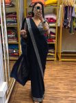 FASHIONABLE GEORGETTE EMBROIDERY LACE WORK READY TO WEAR SAREE WITH STITCHED BLOUSE AND BELT RAMA
