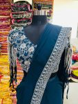 FASHIONABLE GEORGETTE EMBROIDERY LACE WORK READY TO WEAR SAREE WITH STITCHED BLOUSE AND BELT PARTY WEAR WHOLESALE PRICE ETHNIC GARMENT (12)