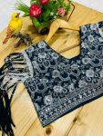 FASHIONABLE GEORGETTE EMBROIDERY LACE WORK READY TO WEAR SAREE WITH STITCHED BLOUSE AND BELT PARTY WEAR WHOLESALE PRICE ETHNIC GARMENT (12)