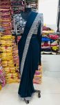FASHIONABLE GEORGETTE EMBROIDERY LACE WORK READY TO WEAR SAREE WITH STITCHED BLOUSE AND BELT PARTY WEAR WHOLESALE PRICE ETHNIC GARMENT (12)