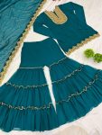 FASHIONABLE GEORGETTE EMBROIDERY SEQUENCE THREAD WORK TOP SHARARA WITH DUPATTA PARTY WEAR WHOLESALE PRICE ETHNIC GARMENT (6)