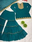 FASHIONABLE GEORGETTE EMBROIDERY SEQUENCE THREAD WORK TOP SHARARA WITH DUPATTA PARTY WEAR WHOLESALE PRICE ETHNIC GARMENT (6)