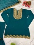 FASHIONABLE GEORGETTE EMBROIDERY SEQUENCE THREAD WORK TOP SHARARA WITH DUPATTA PARTY WEAR WHOLESALE PRICE ETHNIC GARMENT (6)