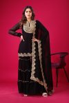 FASHIONABLE GEORGETTE EMBROIDERY SEQUENCE THREAD WORK TOP SHARARA WITH DUPATTA PARTY WEAR WHOLESALE PRICE ETHNIC GARMENT (14)