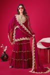 FASHIONABLE GEORGETTE EMBROIDERY SEQUENCE THREAD WORK TOP SHARARA WITH DUPATTA PARTY WEAR WHOLESALE PRICE ETHNIC GARMENT (4)