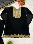 FASHIONABLE GEORGETTE EMBROIDERY SEQUENCE THREAD WORK TOP SHARARA WITH DUPATTA PARTY WEAR WHOLESALE PRICE ETHNIC GARMENT (14)
