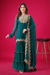 FASHIONABLE GEORGETTE EMBROIDERY SEQUENCE THREAD WORK TOP SHARARA WITH DUPATTA PARTY WEAR WHOLESALE PRICE ETHNIC GARMENT (6)