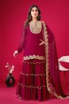 FASHIONABLE GEORGETTE EMBROIDERY SEQUENCE THREAD WORK TOP SHARARA WITH DUPATTA PARTY WEAR WHOLESALE PRICE ETHNIC GARMENT (4)