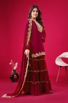FASHIONABLE GEORGETTE EMBROIDERY SEQUENCE THREAD WORK TOP SHARARA WITH DUPATTA PARTY WEAR WHOLESALE PRICE ETHNIC GARMENT (4)