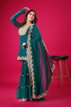 FASHIONABLE GEORGETTE EMBROIDERY SEQUENCE THREAD WORK TOP SHARARA WITH DUPATTA PARTY WEAR WHOLESALE PRICE ETHNIC GARMENT (6)