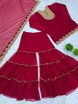 FASHIONABLE GEORGETTE EMBROIDERY SEQUENCE THREAD WORK TOP SHARARA WITH DUPATTA PARTY WEAR WHOLESALE PRICE ETHNIC GARMENT (4)