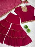 FASHIONABLE GEORGETTE EMBROIDERY SEQUENCE THREAD WORK TOP SHARARA WITH DUPATTA PARTY WEAR WHOLESALE PRICE ETHNIC GARMENT (4)