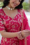 FASHIONABLE GEORGETTE JACQUARD EMBROIDERY WORK TOP SHARARA WITH DUPATTA PARTY WEAR WHOLESALE PRICE ETHNIC GARMENT (4)
