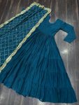 FASHIONABLE GEORGETTE PLAIN LAYER GOWN WITH EMBROIDERY SEQUENCE WORK DUPATTA PARTY WEAR WHOLESALE PRICE ETHNIC GARMENT (17)