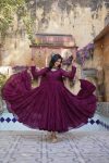 FASHIONABLE GEORGETTE PLAIN LAYER GOWN WITH EMBROIDERY SEQUENCE WORK DUPATTA PARTY WEAR WHOLESALE PRICE ETHNIC GARMENT (23)