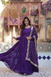 FASHIONABLE GEORGETTE PLAIN LAYER GOWN WITH EMBROIDERY SEQUENCE WORK DUPATTA PARTY WEAR WHOLESALE PRICE ETHNIC GARMENT (10)