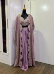 FASHIONABLE KASTURI SILK EMBROIDERY SEQUENCE WORK DRAPE SKIRT BLOUSE WITH DUPATTA PARTY WEAR WHOLESALE PRICE ETHNIC GARMENT (5)