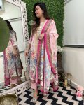 FASHIONABLE MUSLIN COTTOM DIGITAL PRINTED WITH MIRROR AND DIAMOND HANDWORK TOP BOTTOM WITH DUPATTA FESTIVE WEAR WHOLESALE PRICE ETHNIC GARMENT (9)