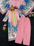 FASHIONABLE MUSLIN COTTOM DIGITAL PRINTED WITH MIRROR AND DIAMOND HANDWORK TOP BOTTOM WITH DUPATTA FESTIVE WEAR WHOLESALE PRICE ETHNIC GARMENT (9)