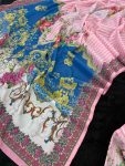 FASHIONABLE MUSLIN COTTOM DIGITAL PRINTED WITH MIRROR AND DIAMOND HANDWORK TOP BOTTOM WITH DUPATTA FESTIVE WEAR WHOLESALE PRICE ETHNIC GARMENT (9)