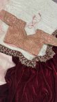 FASHIONABLE NET WITH VELVET THREAD SEQUENCE DORI WORK SAREE WITH UNSTITCHED BLOUSE PARTY WEAR WHOLESALE PRICE ETHNIC GARMENT (3)