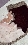 FASHIONABLE NET WITH VELVET THREAD SEQUENCE DORI WORK SAREE WITH UNSTITCHED BLOUSE PARTY WEAR WHOLESALE PRICE ETHNIC GARMENT (3)