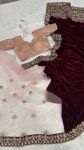 FASHIONABLE NET WITH VELVET THREAD SEQUENCE DORI WORK SAREE WITH UNSTITCHED BLOUSE PARTY WEAR WHOLESALE PRICE ETHNIC GARMENT (3)
