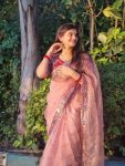 FASHIONABLE ORGANZA SEQUENCE EMBROIDERY LACE WORK SAREE WITH UNSTITCHED BLOUSE PARTY WEAR WHOLESALE PRICE ETHNIC GARMENT (6)