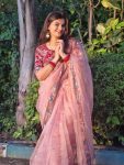 FASHIONABLE ORGANZA SEQUENCE EMBROIDERY LACE WORK SAREE WITH UNSTITCHED BLOUSE PARTY WEAR WHOLESALE PRICE ETHNIC GARMENT (6)