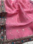 FASHIONABLE ORGANZA SEQUENCE EMBROIDERY LACE WORK SAREE WITH UNSTITCHED BLOUSE PARTY WEAR WHOLESALE PRICE ETHNIC GARMENT (6)