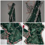 FASHIONABLE ORGANZA SEQUENCE EMBROIDERY WORK SAREE WITH UNSTITCHED BLOUSE PARTY WEAR WHOLESALE PRICE ETHNIC GARMENT (3)